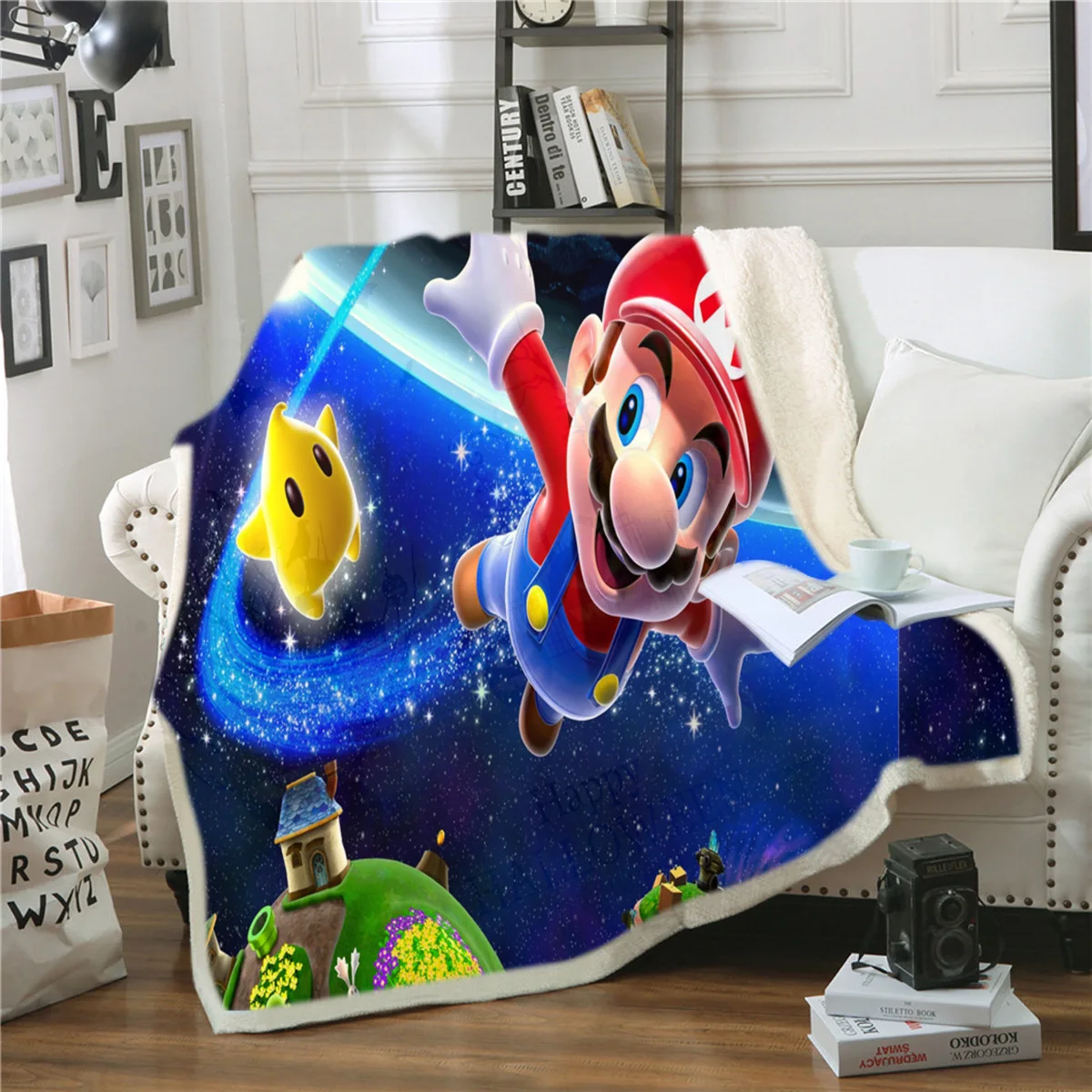 Hoodie Blanket Plush Throw Blanket 3D Super Mario Printed Sherpa Fleece Microfiber Throw Blanket Gift Drop Shipping