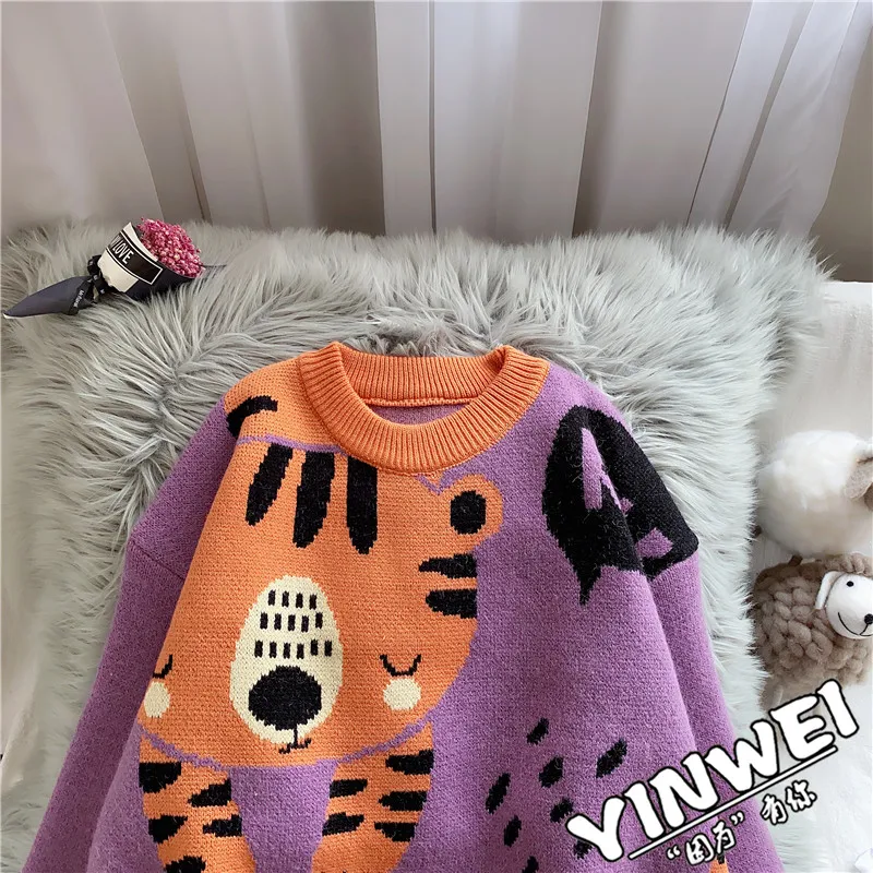 2020 Autumn Winter Women Kawaii Sweater Oversized Knitted Thicken Pullovers Cartoon Outwear Ropa Mujer Loose Casual Ladies Tops