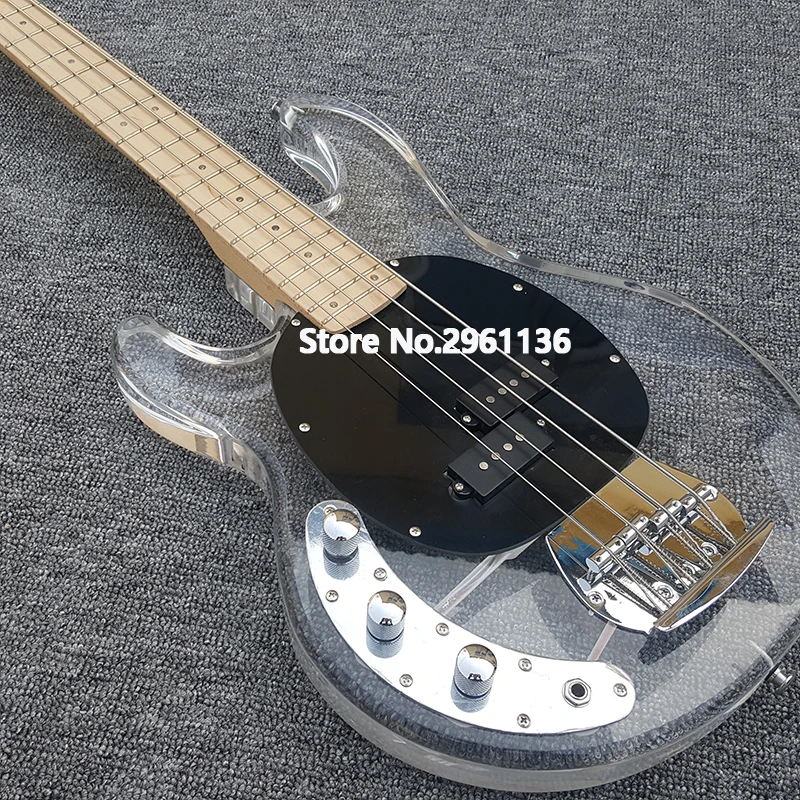 New Acrylic Left hand bass guitar White Transparent Pickguard, Acrylic Body & Fingerboard with LED Light, Guitarra, Wholesale New Acrylic Left hand bass guitar White Transparent Pickguard, Acrylic Body & Fingerboard with LED Light, Guitarra, Wholesale