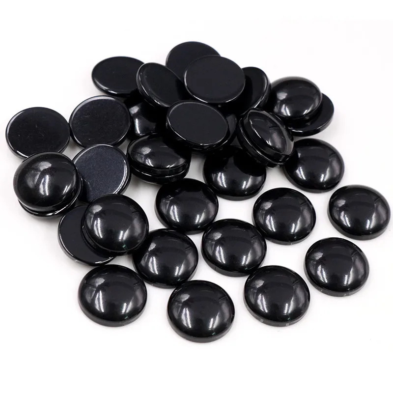 

New Fashion 40pcs 12mm Black Color Flat Back Resin Cabochons Cameo G5-11