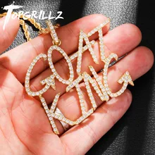 TOPGRILLZ пользовательское имя Iced Out теннисная цепочка буквы ожерелья с подвесками для мужчин Подвески Циркон хип хоп ювелирные изделия с 4 мм теннисная цепочка