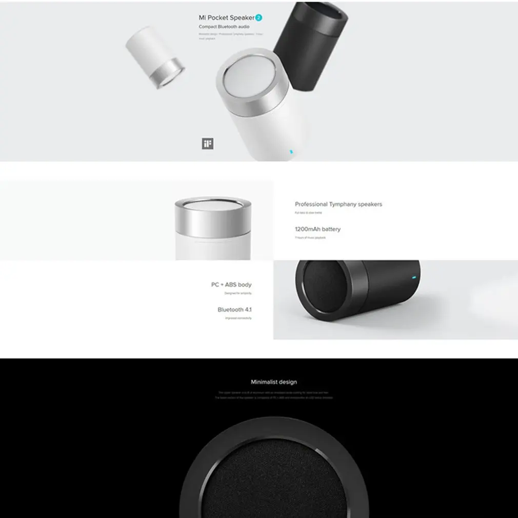 Xiao mi mi карманный динамик 2 компактный Bluetooth 4,1 аудио динамик Cannon беспроводной mi nimalist дизайн Hands-free Звонки музыка