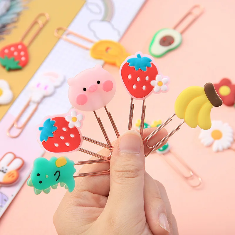 Cute Flower Rainbow Paper Clip paper clips book clips mini bookmark 1 Pcs Office School Supply Photo Decorative Stationery Bookmark Gift Funny Avocado Cactus Daisy