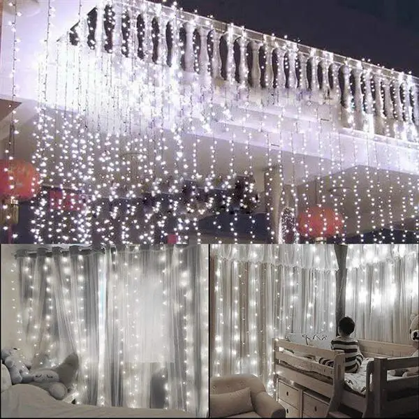 

15M x 3M 1500-LED Warm White Light Romantic Christmas Wedding Outdoor Decoration Curtain String Light US Standard