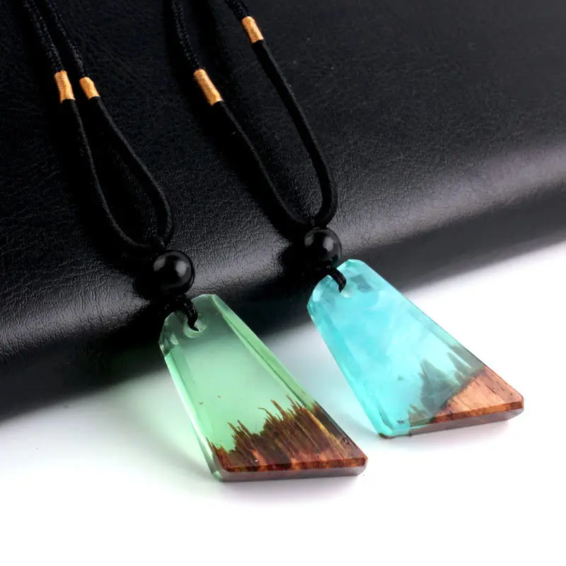 2019 Personality Marine Solidified Resin Wooden Pendant Necklace Long Sweater Chain Lover Clothing Matching Accessories Jewelry |