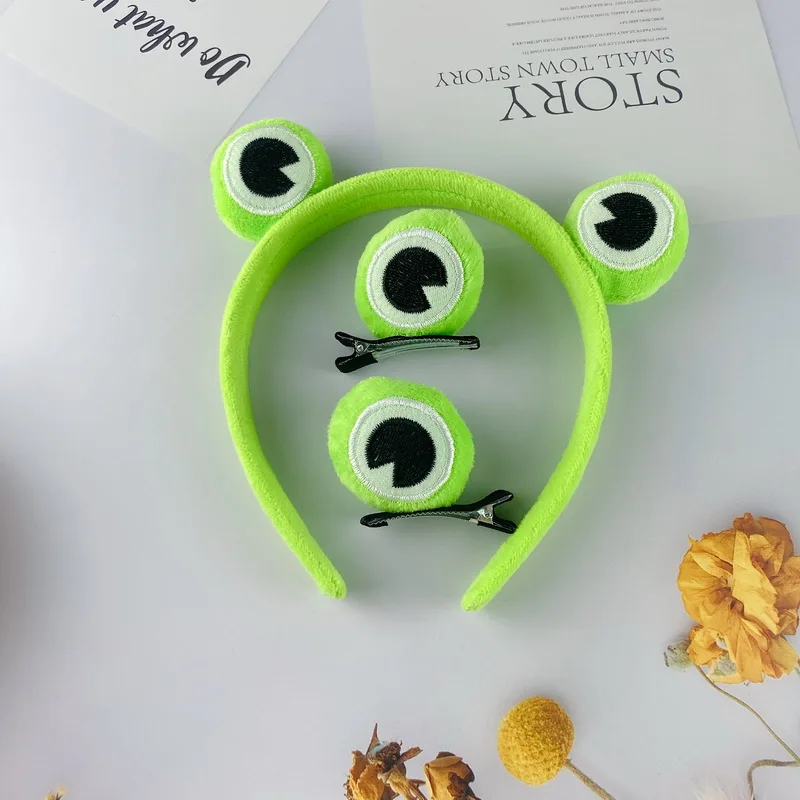 1/2/3 stücke Lustige Frosch Make-Up Stirnband Und Haar Clip Für Frauen Make-Up Haarband Mädchen Netter Frosch haarnadel Waschen Kopf Band Zubehör – Detail 4