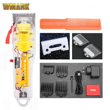 Wmark-máquina para cortar cabelo, modelo novo, recarregável, aparador, cobertura transparente, base branca ou vermelha, 2020 rpm
