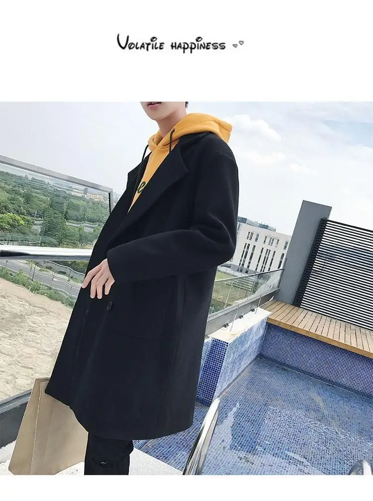 105c-hw109-p125 зимняя портовая Бриз Легкая длинная мужская одежда шерстяное пальто Свободное пальто