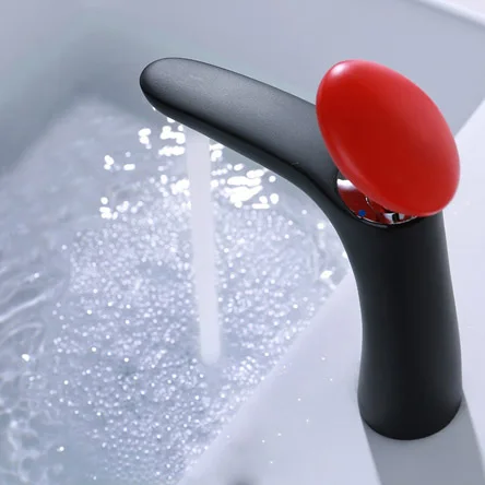 Черный смеситель для ванной комнаты красный кран с одной ручкой кран с водопадом Современная Ванна смеситель для воды круглый умывальник водопроводный кран Набор раковина ванна AWN0056 - Цвет: Белый