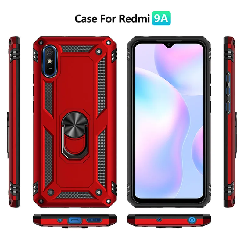 for Xiaomi Redmi 9A Case Magnet Car Ring Stand Holder Cover for