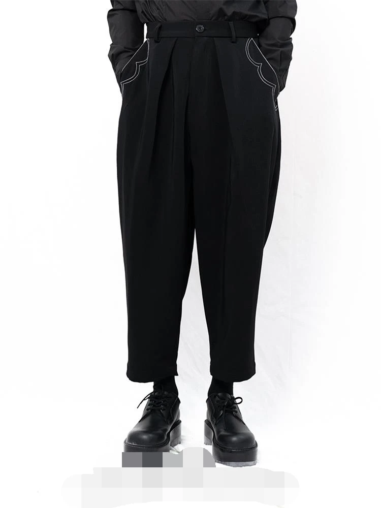 Men's new men's Yamamoto style casual pants long pants large size loose simple Harlem pants