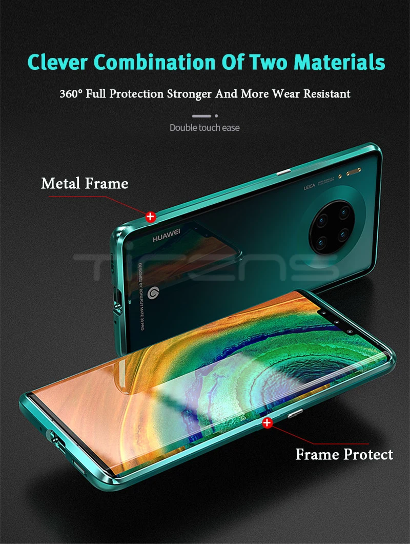 Чехол для телефона Etui Hawei mate 30pro, роскошный Магнитный чехол для huawei mate 30 Pro, закаленное стекло, металлическая рамка, адсорбционный бампер, чехол