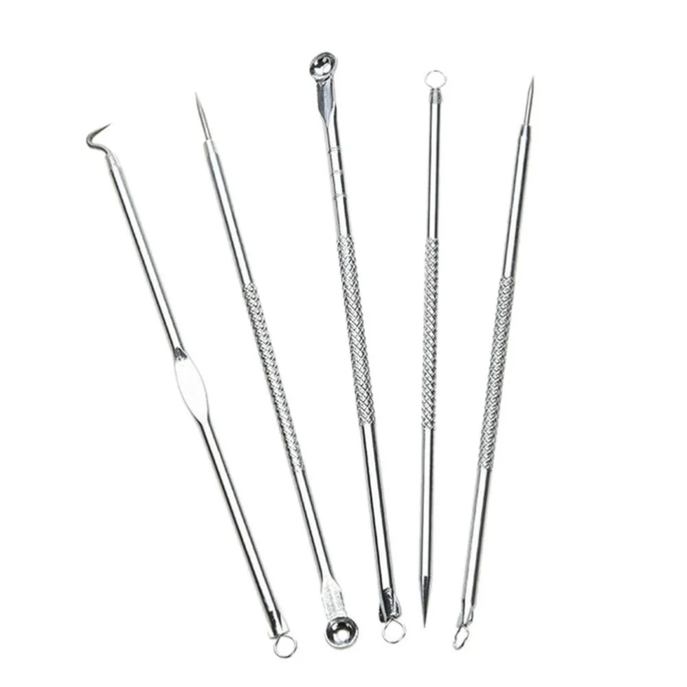5Pcs/Lot Stainless Blackhead Comedone Acne Pimple Blemish Extractor Remover Needles