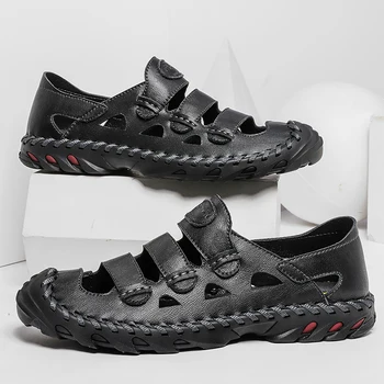 

New Trend Beach Man Sneakers Good Quality Sandals Handmade Men Fashion Leather Sandals For Mens Rubber Sole Men Flats Sandals