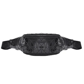 

Fashion Women Waist Pack Solid PU Leather Plaid Adjustable Zipper Waist Bag Chest Bag Large Capacity For Travel Sports