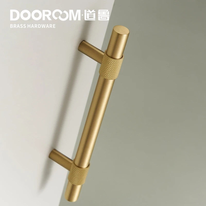 Латунные мебельные ручки Dooroom современные накатанные черные и золотые для шкафа