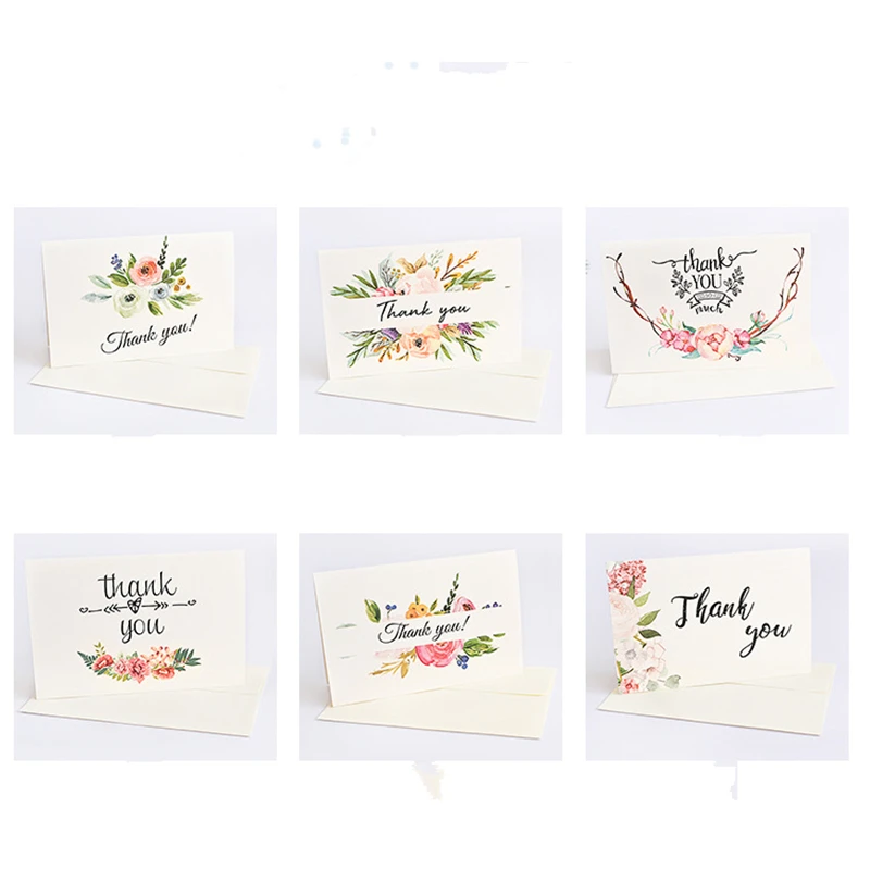 6 шт. свадебные приглашения письмо поздравительные открытки Цветочные спасибо с