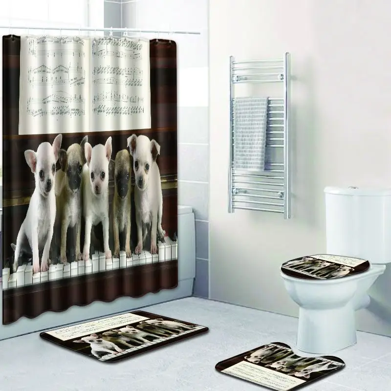 Zeegle собачья занавеска для душа s Набор ковриков для ванной из полиэстера Водонепроницаемая занавеска для ванной комнаты Противоскользящий декоративный коврик для ванной туалет стойка для тряпок - Цвет: d11