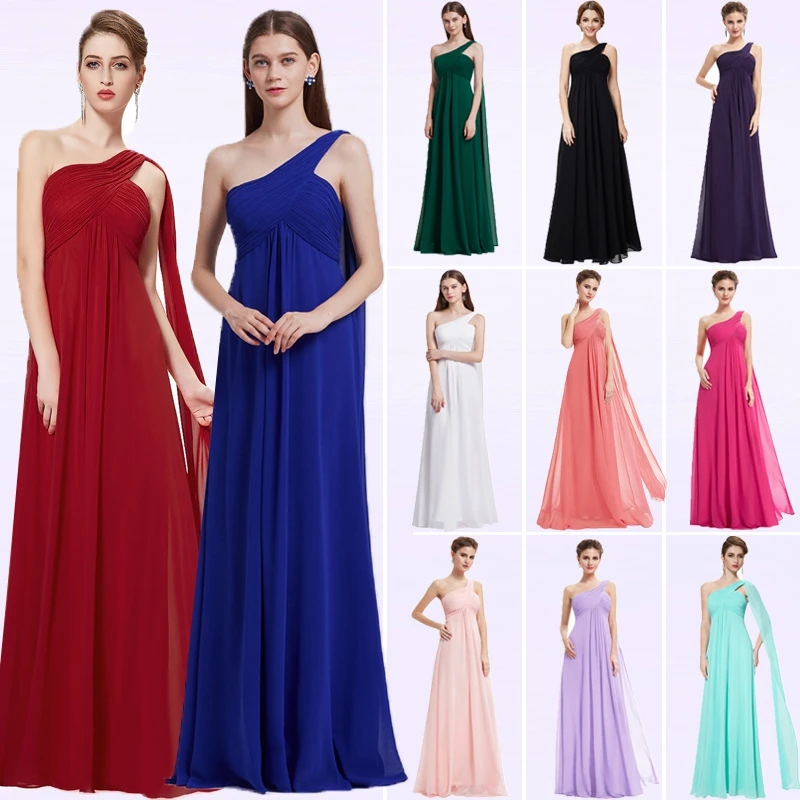 

One Shoulder Bridesmaid Dress for Ladies Honor Wedding Red Royal Blue A-Line vestido para damas honor de boda