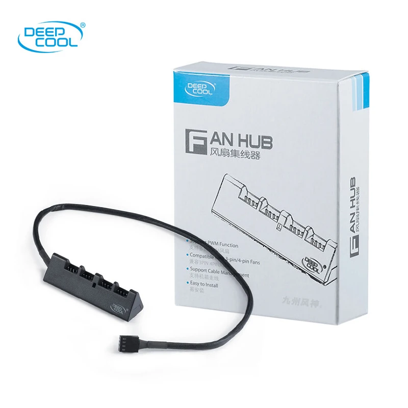 

DEEPCOOL FH-04 1 to 4 cooling fan hub splitter cable ,for 12V 3pin 4pin PWM case fan with mounting sticker