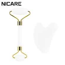 

NICARE GuaSha Massage Roller Scraper Natural Rose Quartz Face Lifting Body Massager Gouache Relaxation Anti Wrinkle Beauty Tool