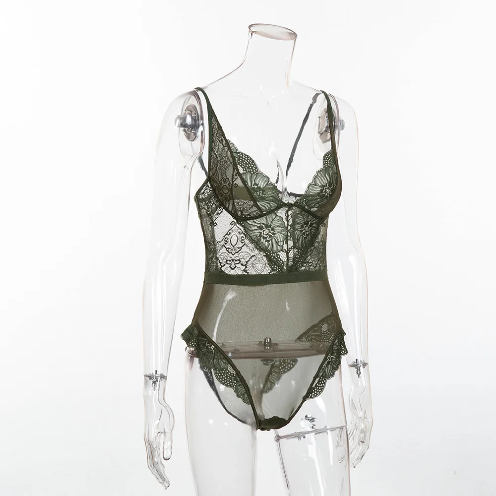 Women Bodysuit Sexy Lingerie Lace Underwear Thin Body Shaper One-piece Underwear Lace Sleepwear Lingerie Corset Intimate Wear