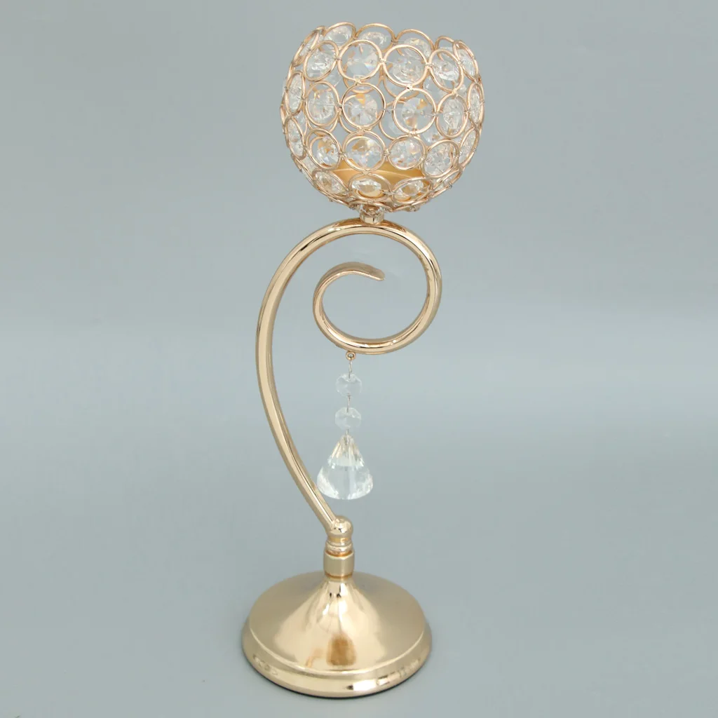 Magideal Crystal Tea Light Candle Holder Wedding Festive Banquet Decor Lamp Decor Window Top Countertop Decor 35cm