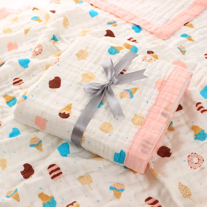 Big size Super Soft Cotton Muslin Summer Kids Blanket Breathbale Toddler Bed Sheet Comforter Bath Towel Baby Receiving Blanket firm mattress topper Bedding