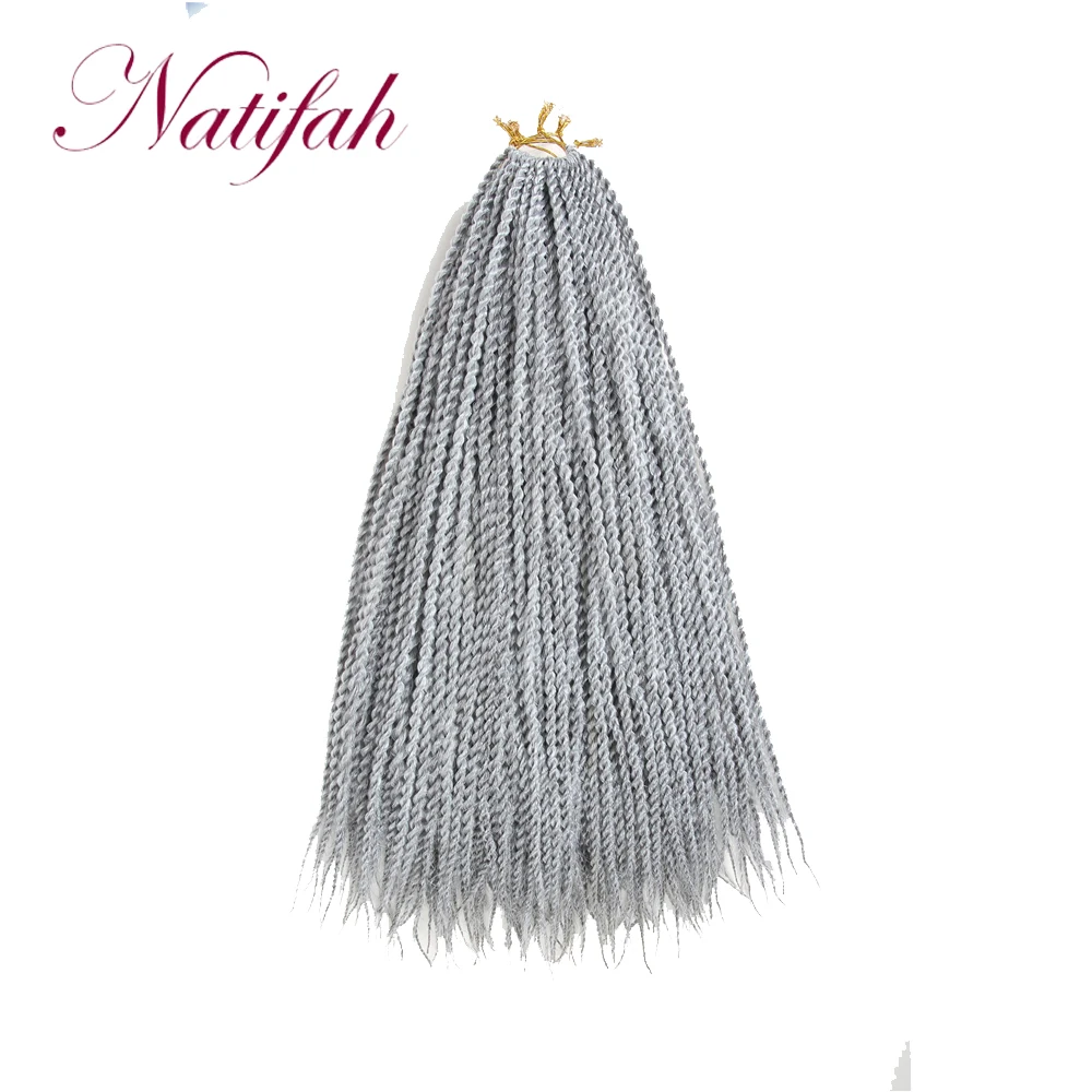 # Серый Natifah Сенегальские скрученные волосы на крючках косички 24 дюйма 20 корней/упаковка чистый цвет косички волосы для наращивания крючком волосы для женщин - Цвет: # Серый