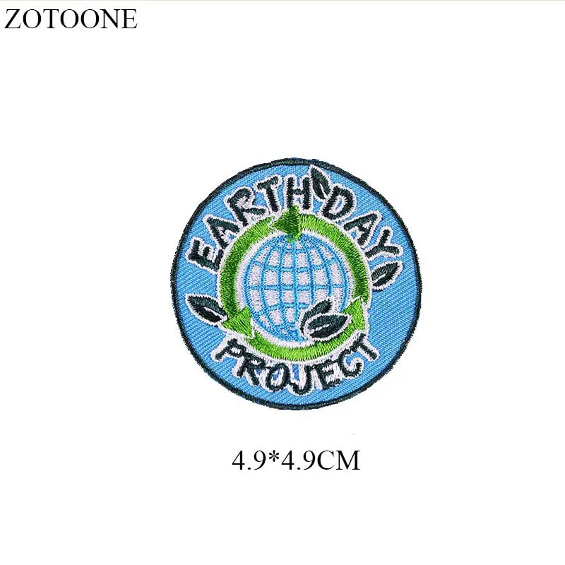 

ZOTOONE Iron on Round Earth Patch for Clothes Heat Transfer Stickers for Kids Applique Embroidered Applications Cloth Fabric G