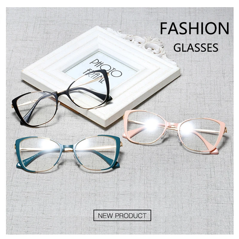 QPeClou уникальные винтажные женские очки кошачий глаз Ретро Металлические солнцезащитные очки кошачьи глаза оправы женские прозрачные линзы оптические очки Gafas
