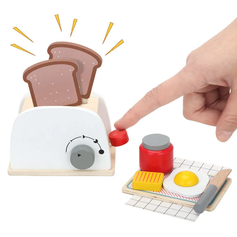 Kids Wooden Pretend Play Sets Simulation Toasters Bread Maker Coffee Machine Kit Game Wood Mixer Kitchen Role Toy Kids Gifts