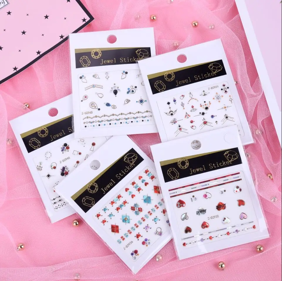

1 Sets Ladies 3D DIY Ribbon Nail Sticker Decals Cute Jewelry Sticker Geometry Designs Wraps Slider Tool Tips Manicure Decoration