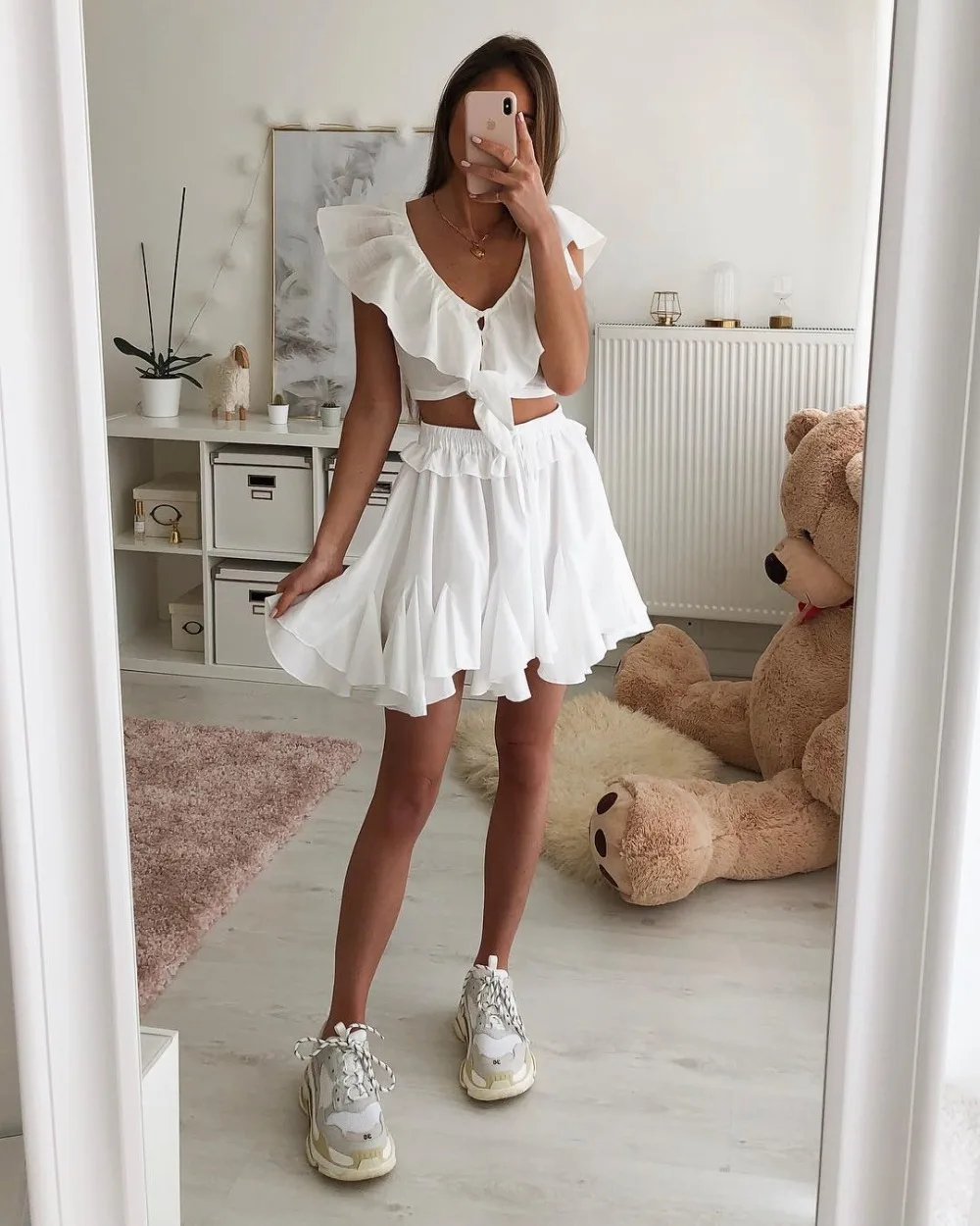 Sexy Ruffle Beach Cover Up Swimsuit Dress White Beach Dress Women Bikini Swimwear Dress Bathing Suit Summer Tunic