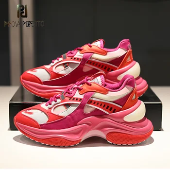 

Prova Perfetto 2020 Light Sneakers Thick Bottom Leisure Shoes Woman Multicolor Sneakers Comfortable Round Toe Outdoor Shoes