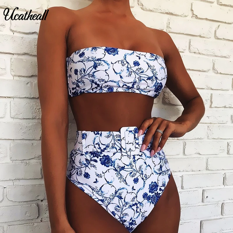 

Push Up Bathing Suit Summer Bathers Biquini High Waist Brazilian Neon Bikini Belt Swimwear Women Bandeau Swimsuit Female