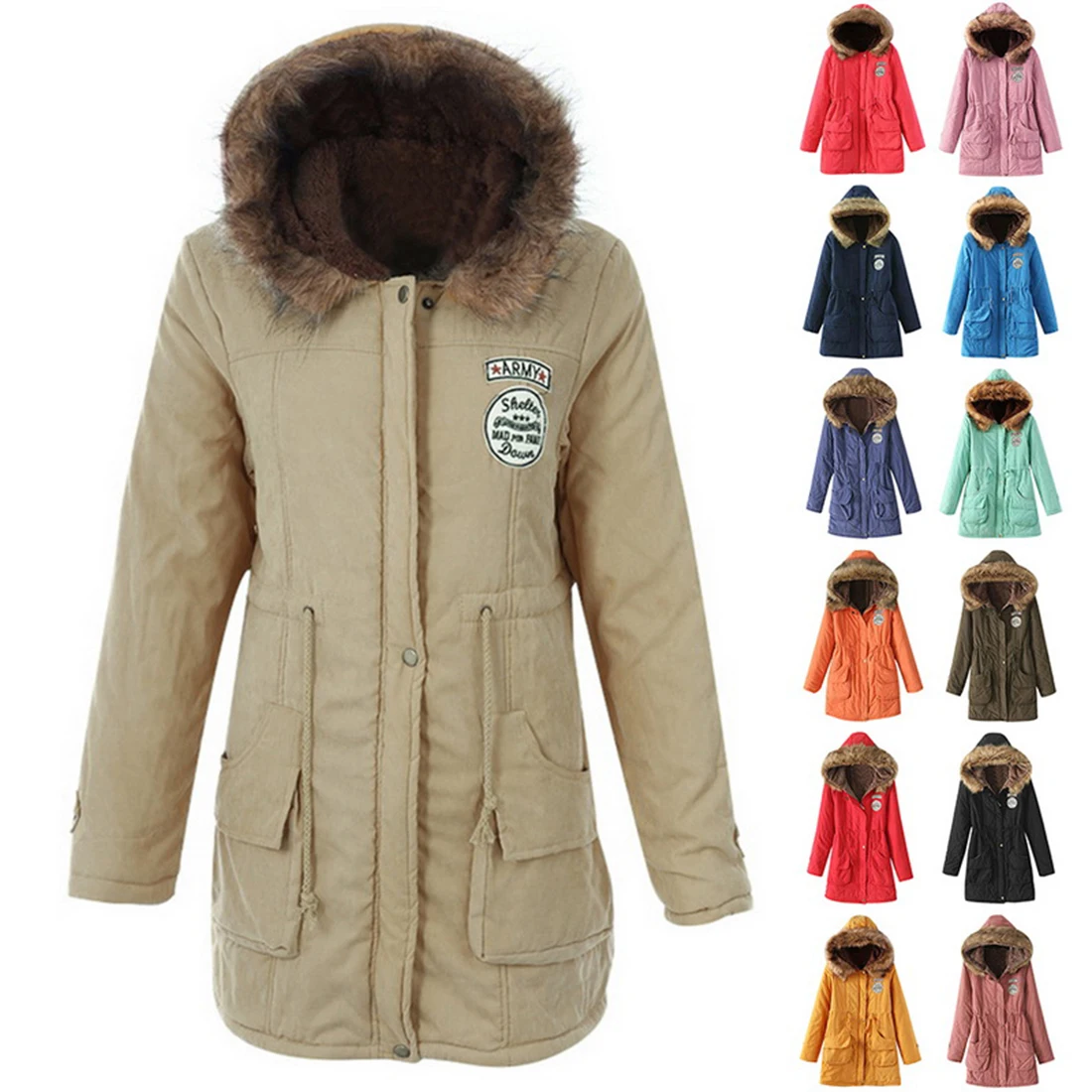 

Winter Warm Fur Jacket Women 2018 Collar Slim Zipper Outerwear Parkas Female Snow Wear Long Jacket Coats Plus Size 3XL