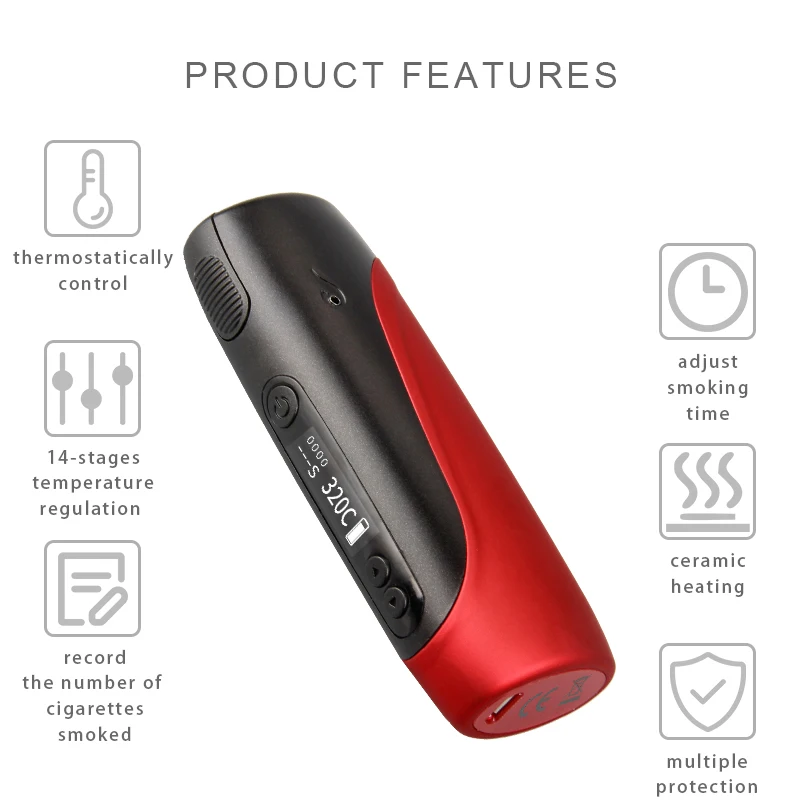  Pluscig P3 Electronic Cigarette with 2150MAh Battery for Heating Tobacco Dry Cigarette 14 Stage Bat