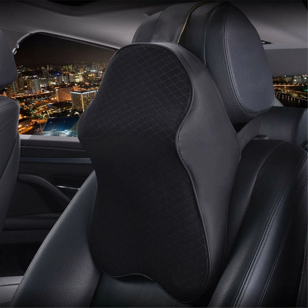 Cushion Accessory Auto Interior Stuffed Pad Back Driving Memory Foam Seat Car Pillow Headrest Universal Neck Protector - Цвет: Черный