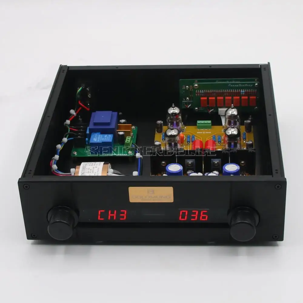 Finished Black PRT05A 12AX7 Tube Remote Control Preamplifier HiFi