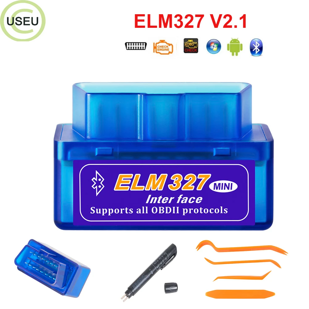 USEU Супер Мини ELM327 v2.1 Bluetooth OBD2 считыватель кодов поддерживает мультибрендовые автомобили многоязычный ELM 327 BT автомобильный диагностический инструмент