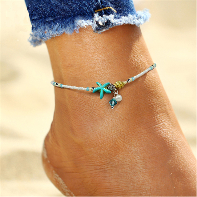 Gold Butterfly Anklets For Women Fashion Siilver Color Beads Anklet Summer Beach Ankle Bracelet Foot Chain Jewelry