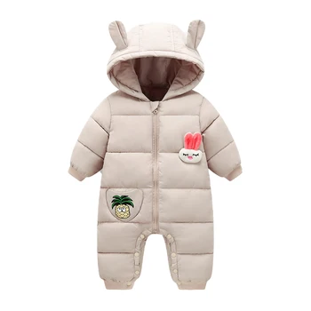 

OLEKID 2020 Autumn Winter Newborn Baby Rompers Hooded Cartoon Rabbit Baby Girl Snowsuit Toddler Girls Jumpsuit Infant Overalls