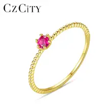 CZCITY, роскошные ювелирные изделия из чистого золота, 14 к, Свадебные обручальные кольца для женщин, ювелирные украшения, красные и белые CZ Anillos Au585, подарки R14139