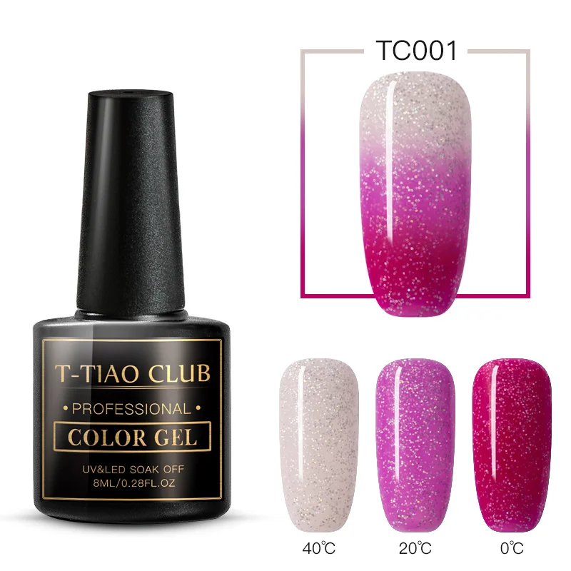 DS07036 T-TIAO клубный Радужный термальный меняющий Цвет гель для ногтей голографический Лак Блеск температура замочить от УФ ногти гель лак - Цвет: DS07036
