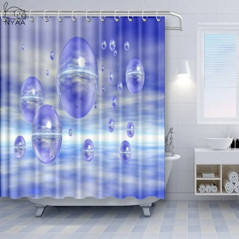 

NYAA Purple Water Bubbles Thickened Shower Curtain Water Drops Polyester Fabric Bathroom Curtain Waterproof Shower Curtains