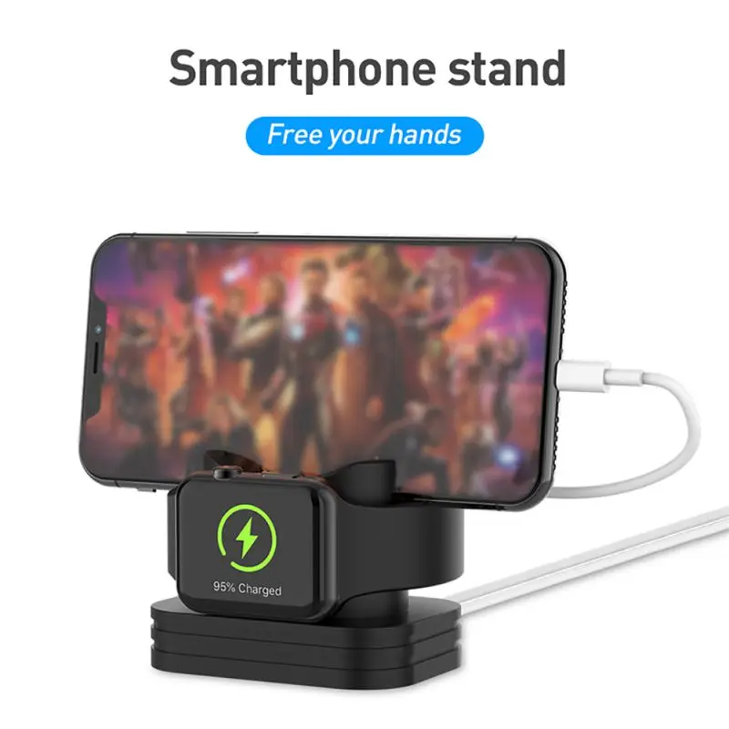 2-в-1 мини зарядная док-станция для AirPods, потому что я часы для i Phone мягкая силиконовая подставка кронштейн Портативный держатель