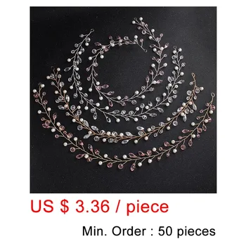 

Miallo 50pcs/lot Wholesale Simple Handmade Wedding Hair Vine Women Headband Pearls Crystal Hair Jewelry Accessories