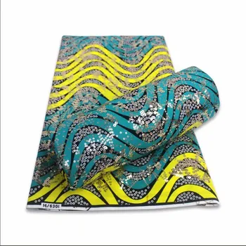 

High Quality Luxury wedding dres material red with yellow print cotton wax fabric African ankara wax with sequins