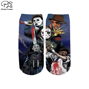 

PLstar Cosmos Drop shipping Halloween Horror 3D Printed Women/men/boy/girl Cartoon Colorful casual Funny Short Ankle Sock Style9